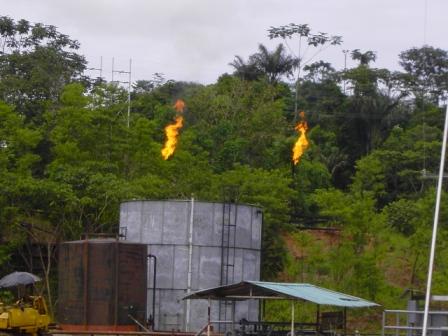 Oil Facility Fire Pollution Yasuni Amazon