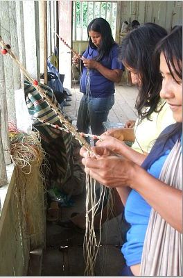 Waorani Women Weaving Handicrafts
